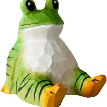 Wooden frog-shaped phone stand