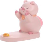 Pink resin piglet desktop holder