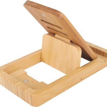 Adjustable wooden desktop phone stand