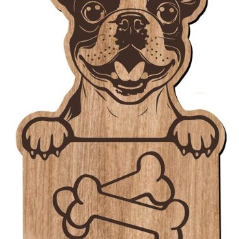 Dog-themed wooden phone stand