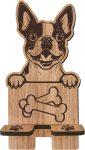 Dog-themed wooden phone stand