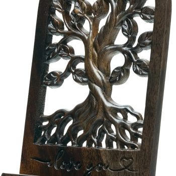 Hand-decorated wooden phone stand